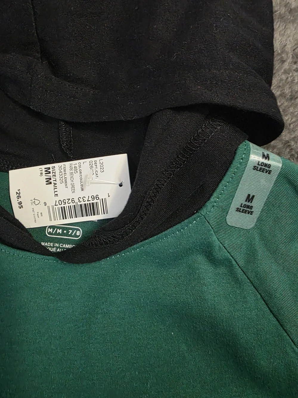 The Children's Place Green & Cream Hooded Colorblock Crewneck with Black Pocket